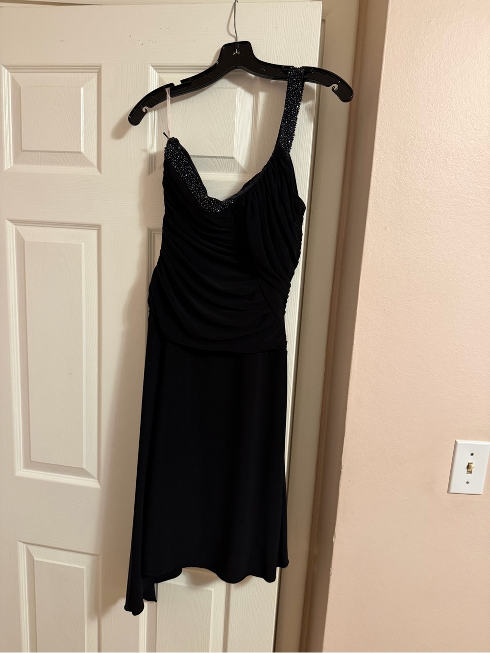 Laundry by Shelli Segal Black One Shoulder Beaded Cocktail Dress Size 10